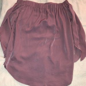 Purple over the shoulder blouse